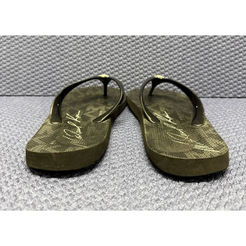Michael Kors Flip Flop PVC/MK Mini Jet Set- Black And Silver MK Logo Size 10